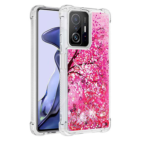 Custodia Silicone Cover Morbida Bling-Bling S03 per Xiaomi Mi 11T Pro 5G Rosa Caldo