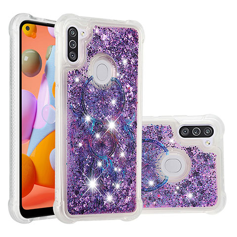 Custodia Silicone Cover Morbida Bling-Bling S04 per Samsung Galaxy A11 Viola