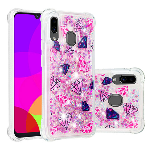 Custodia Silicone Cover Morbida Bling-Bling S04 per Samsung Galaxy A20 Rosa Caldo