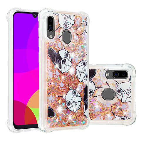 Custodia Silicone Cover Morbida Bling-Bling S04 per Samsung Galaxy A30 Oro