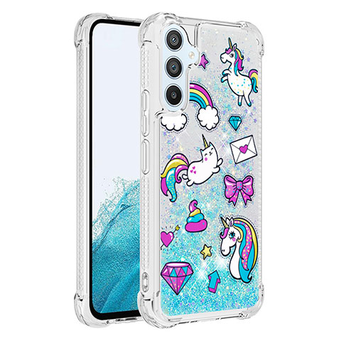 Custodia Silicone Cover Morbida Bling-Bling YB1 per Samsung Galaxy A54 5G Cielo Blu