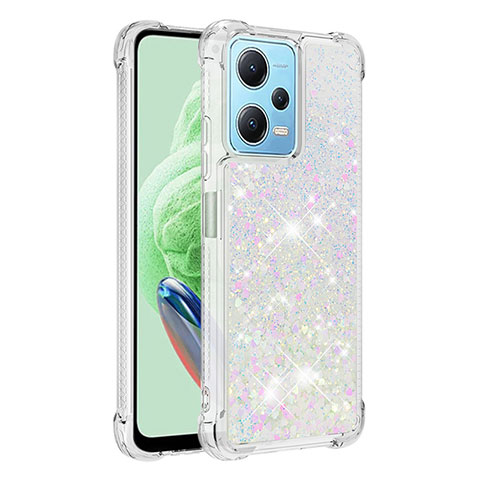 Custodia Silicone Cover Morbida Bling-Bling YB1 per Xiaomi Redmi Note 12 5G Argento