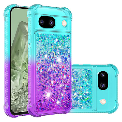 Custodia Silicone Cover Morbida Bling-Bling YB2 per Google Pixel 8a 5G Cielo Blu