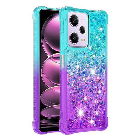 Custodia Silicone Cover Morbida Bling-Bling YB2 per Xiaomi Redmi Note 12 Pro 5G Cielo Blu