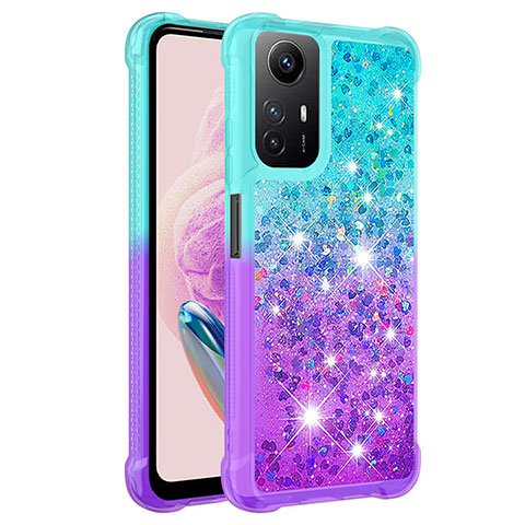 Custodia Silicone Cover Morbida Bling-Bling YB2 per Xiaomi Redmi Note 12S Cielo Blu