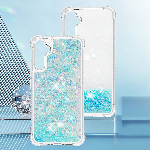 Custodia Silicone Cover Morbida Bling-Bling YB3 per Samsung Galaxy A34 5G Azzurro