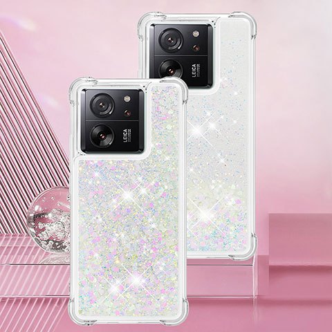 Custodia Silicone Cover Morbida Bling-Bling YB3 per Xiaomi Mi 13T Pro 5G Argento