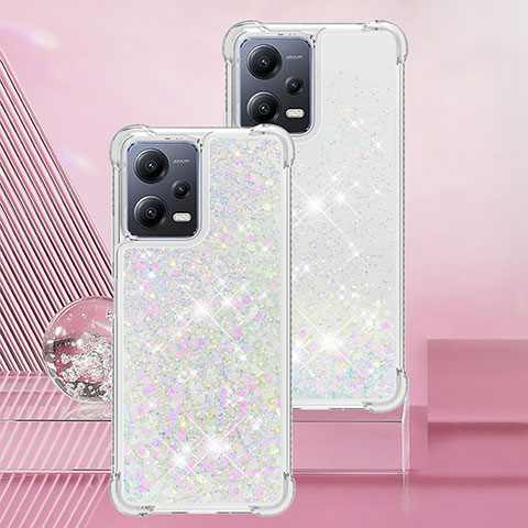 Custodia Silicone Cover Morbida Bling-Bling YB3 per Xiaomi Redmi Note 12 Pro 5G Argento