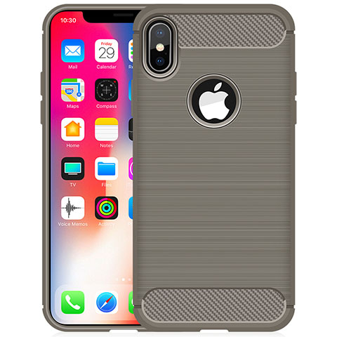 Custodia Silicone Cover Morbida Line per Apple iPhone X Grigio