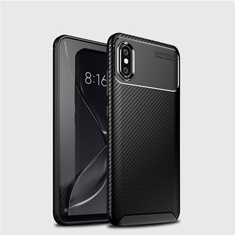 Custodia Silicone Cover Morbida Spigato A01 per Xiaomi Mi 8 Nero