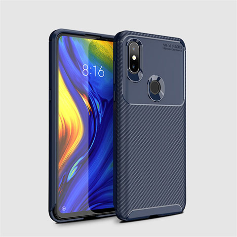 Custodia Silicone Cover Morbida Spigato A01 per Xiaomi Mi Mix 3 Blu