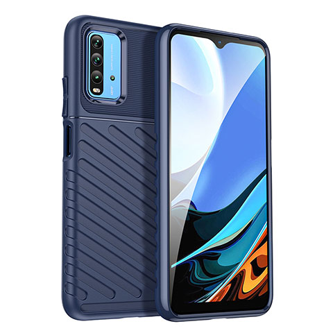 Custodia Silicone Cover Morbida Spigato MF1 per Xiaomi Redmi Note 9 4G Blu