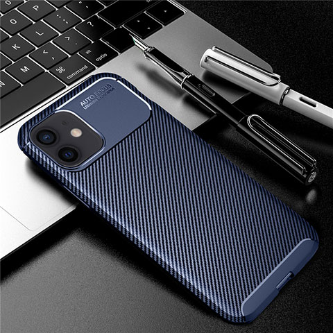 Custodia Silicone Cover Morbida Spigato per Apple iPhone 12 Mini Blu