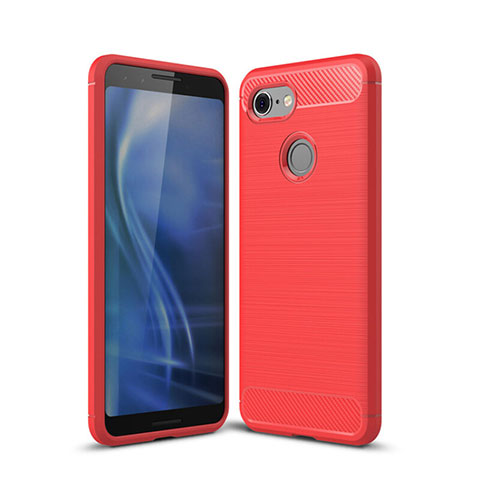 Custodia Silicone Cover Morbida Spigato per Google Pixel 3 Rosso