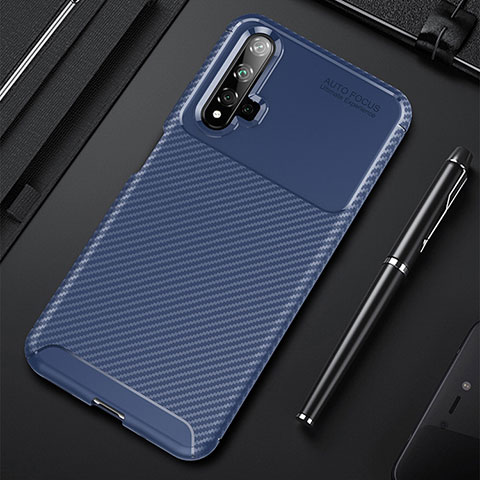 Custodia Silicone Cover Morbida Spigato per Huawei Honor 20 Blu