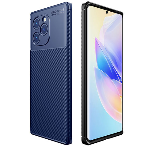 Custodia Silicone Cover Morbida Spigato per Huawei Honor 60 SE 5G Blu