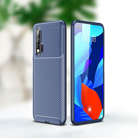 Custodia Silicone Cover Morbida Spigato per Huawei Nova 6 5G Blu