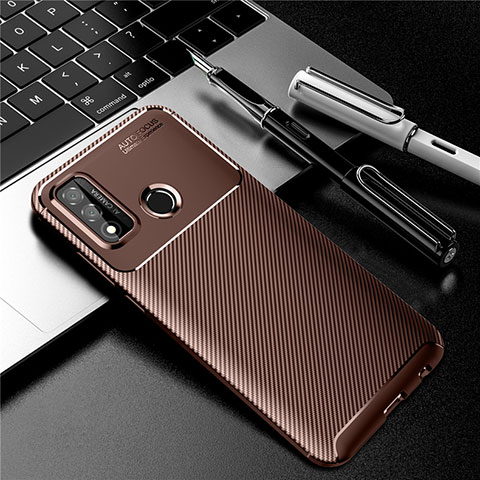 Custodia Silicone Cover Morbida Spigato per Huawei Nova Lite 3 Plus Marrone