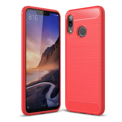 Custodia Silicone Cover Morbida Spigato per Huawei P Smart+ Plus Rosso