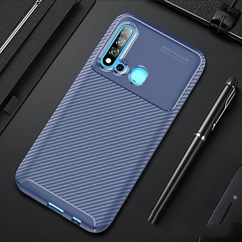 Custodia Silicone Cover Morbida Spigato per Huawei P20 Lite (2019) Blu