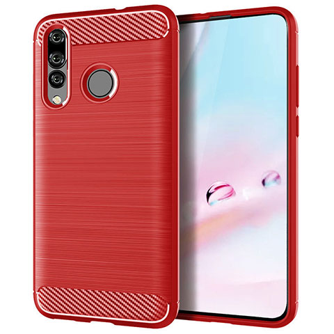 Custodia Silicone Cover Morbida Spigato per Huawei P30 Lite New Edition Rosso