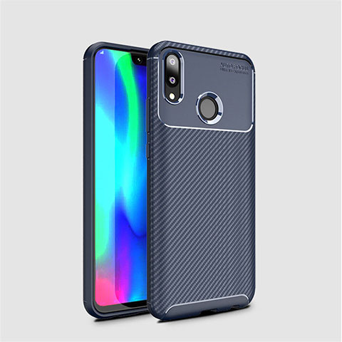 Custodia Silicone Cover Morbida Spigato per Huawei Y7 Pro (2019) Blu