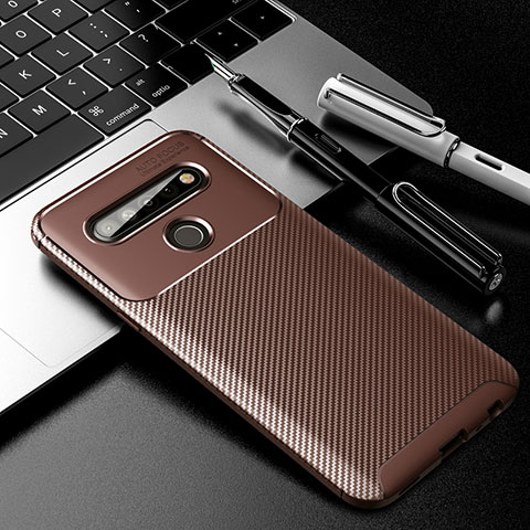 Custodia Silicone Cover Morbida Spigato per LG K61 Marrone