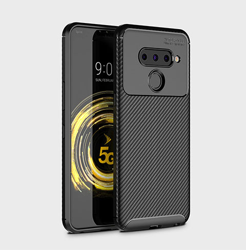 Custodia Silicone Cover Morbida Spigato per LG V50 ThinQ 5G Nero