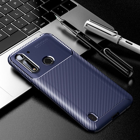 Custodia Silicone Cover Morbida Spigato per Motorola Moto G8 Power Lite Blu