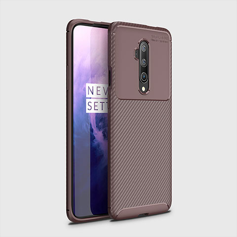 Custodia Silicone Cover Morbida Spigato per OnePlus 7T Pro 5G Marrone