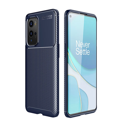 Custodia Silicone Cover Morbida Spigato per OnePlus 9 Pro 5G Blu