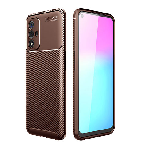 Custodia Silicone Cover Morbida Spigato per Oppo A93s 5G Marrone