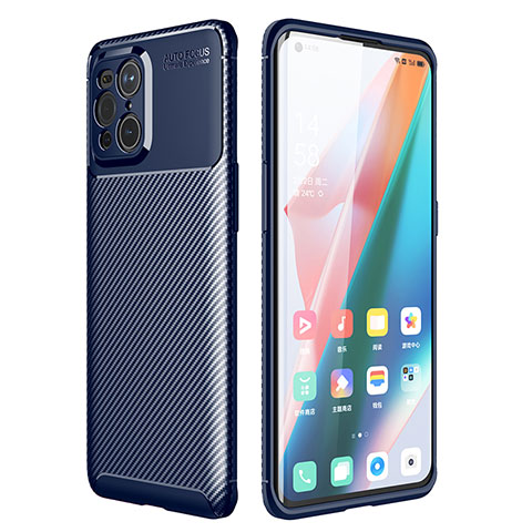 Custodia Silicone Cover Morbida Spigato per Oppo Find X3 5G Blu