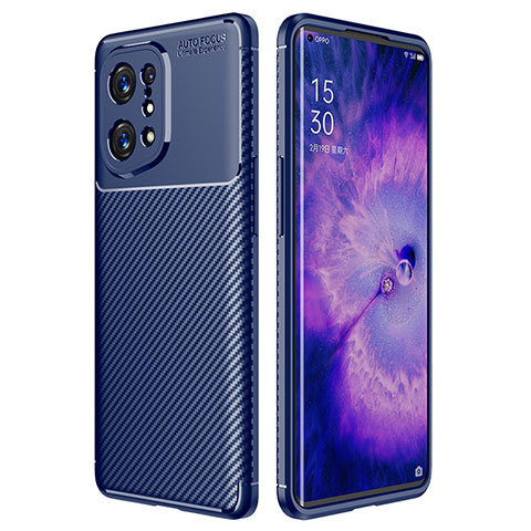 Custodia Silicone Cover Morbida Spigato per Oppo Find X5 5G Blu