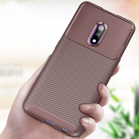 Custodia Silicone Cover Morbida Spigato per Oppo K3 Marrone