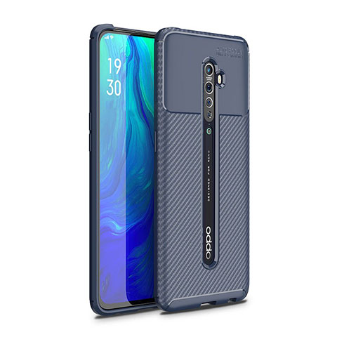 Custodia Silicone Cover Morbida Spigato per Oppo Reno2 Blu