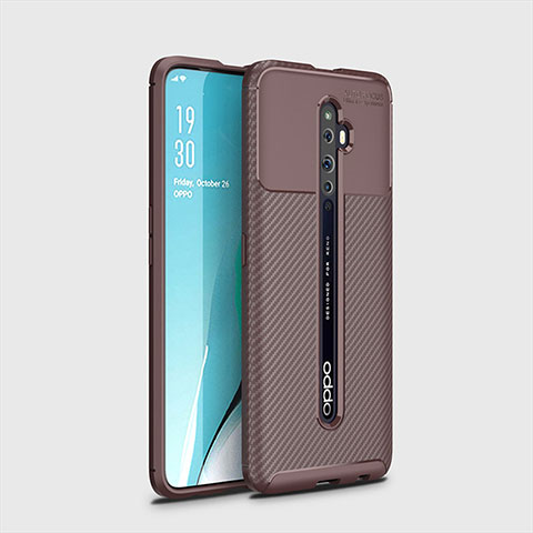 Custodia Silicone Cover Morbida Spigato per Oppo Reno2 Z Marrone