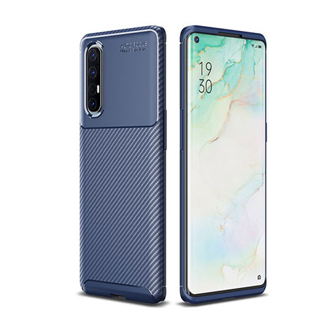 Custodia Silicone Cover Morbida Spigato per Oppo Reno3 Pro Blu