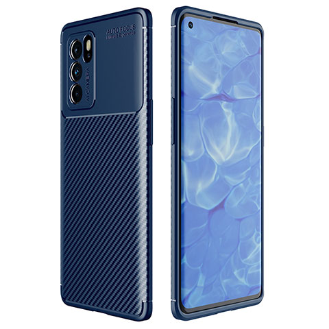 Custodia Silicone Cover Morbida Spigato per Oppo Reno6 Pro 5G India Blu