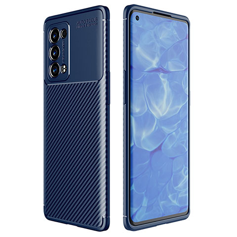 Custodia Silicone Cover Morbida Spigato per Oppo Reno6 Pro+ Plus 5G Blu