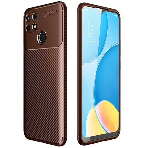 Custodia Silicone Cover Morbida Spigato per Realme C12 Marrone