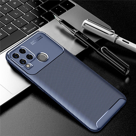 Custodia Silicone Cover Morbida Spigato per Realme C15 Blu