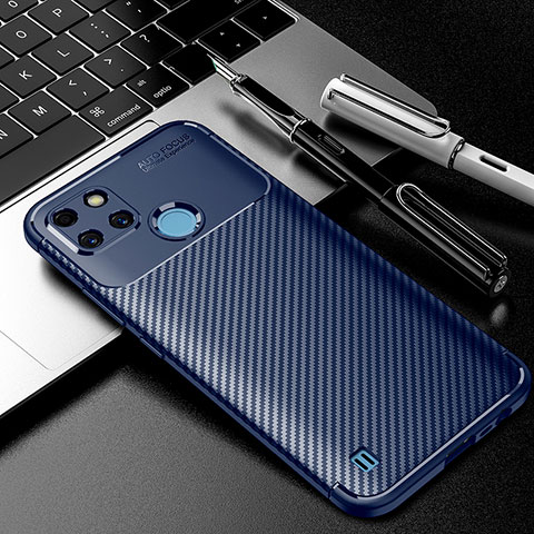 Custodia Silicone Cover Morbida Spigato per Realme C25Y Blu