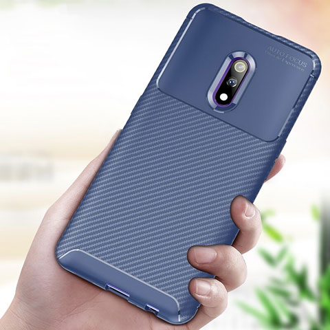 Custodia Silicone Cover Morbida Spigato per Realme X Blu