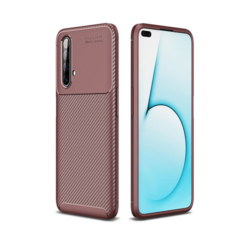 Custodia Silicone Cover Morbida Spigato per Realme X50t 5G Marrone