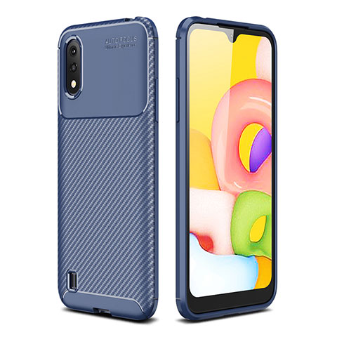 Custodia Silicone Cover Morbida Spigato per Samsung Galaxy A01 SM-A015 Blu