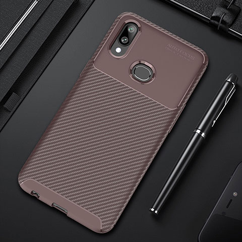 Custodia Silicone Cover Morbida Spigato per Samsung Galaxy A10s Marrone