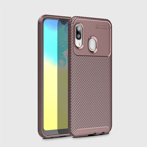 Custodia Silicone Cover Morbida Spigato per Samsung Galaxy A20e Marrone