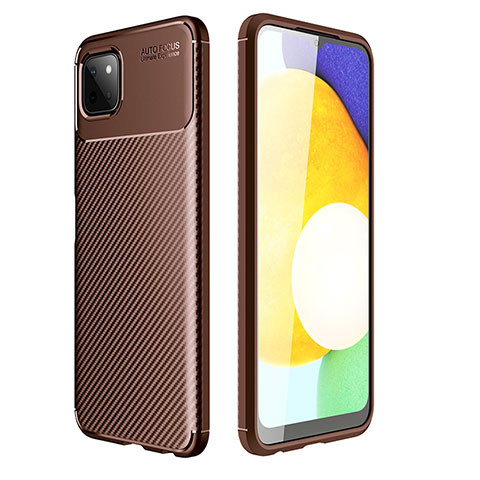 Custodia Silicone Cover Morbida Spigato per Samsung Galaxy A22 5G Marrone