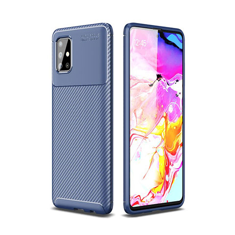 Custodia Silicone Cover Morbida Spigato per Samsung Galaxy A51 5G Blu